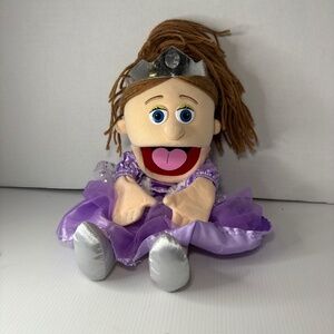Silly Puppets 14in Full Body Princess Girl Puppet Purple Dress (Caucasian)